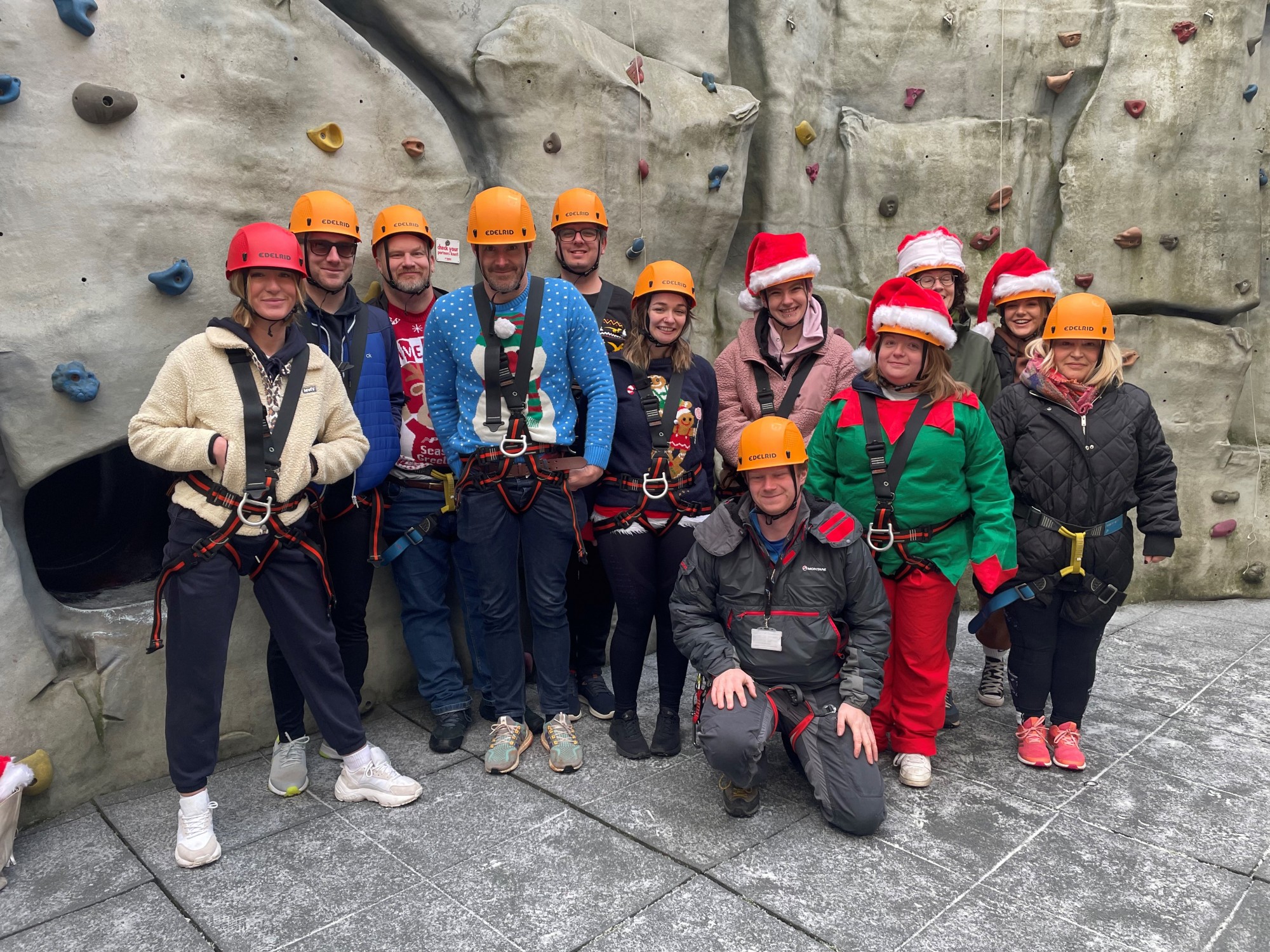 Group photo of people abseiling