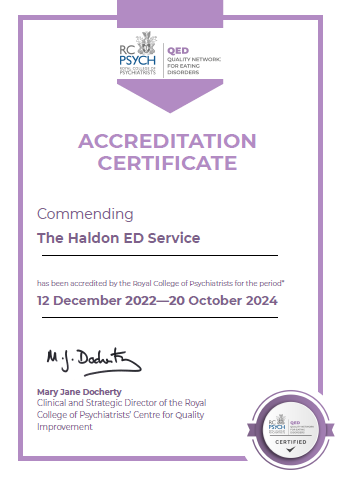 Congratulations to The Haldon for achieving RCPsych QED accreditation!